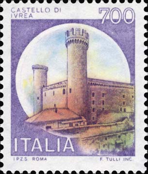 Certi Italia 1980 Castelli Ivrea 700 £ violetto con errore di colore n° 1524 