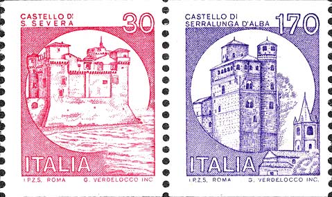francobolli usati " castelli Italia " Italia 1980-5 cartoline viaggiate 